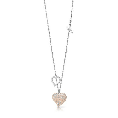 Collier et pendentif Guess HEART WARMING UBN78067 - Collier et pendentif acier chaîne pampille cœur doré rose cristaux Swarovski Femme