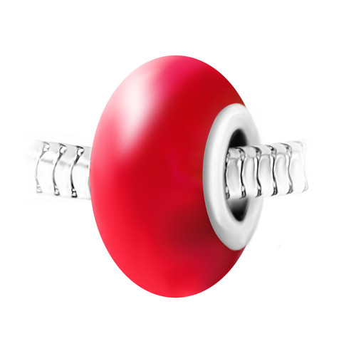 Charm perle verre rouge et acier par SC Crystal BEA0001