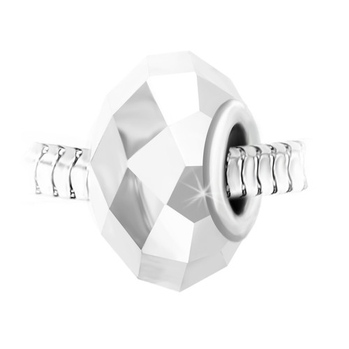 Charm perle cristal à facettes et acier par SC Crystal BEA0016