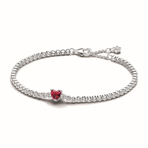 Pandora - Bracelet Rivière Cœur Scintillant Rouge - Bijoux Femme